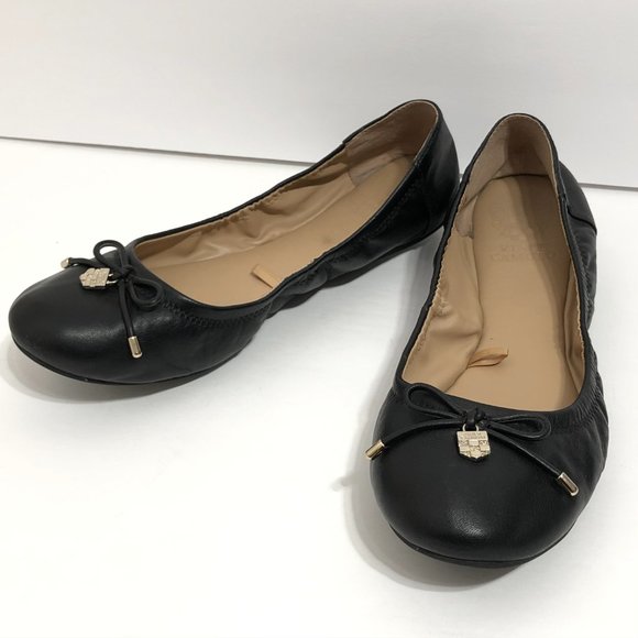 Vince Camuto Eryn Black Leather Ballet Flats 10 - Picture 2 of 11